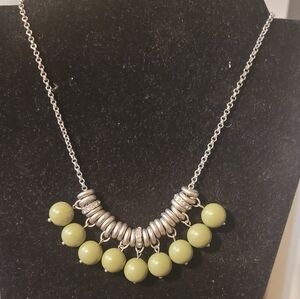 Lia Sophia Jewelry Silver Green Ball Necklace with Rhinestone Accents